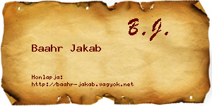 Baahr Jakab névjegykártya
